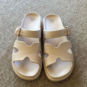 Beige Slide Sandals